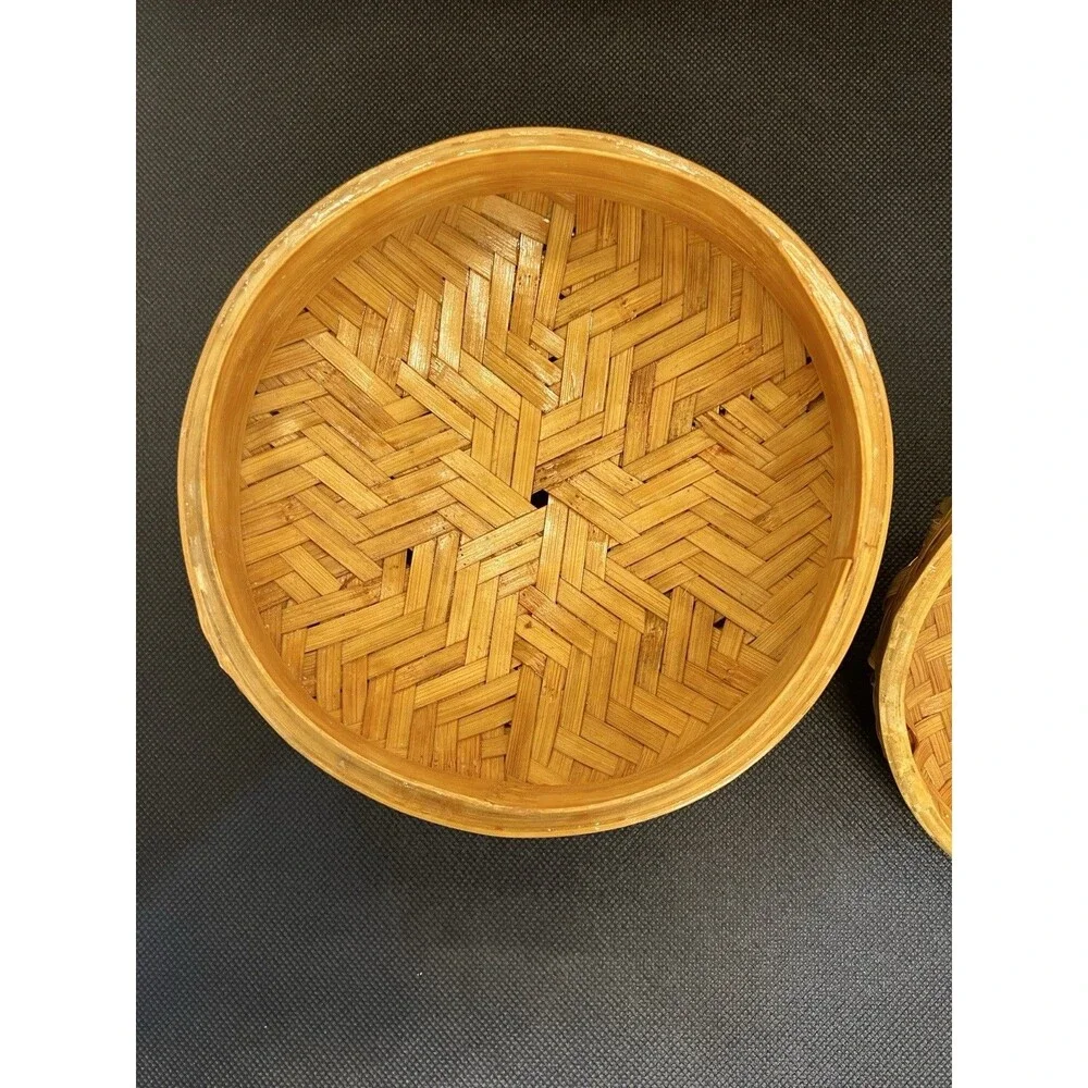 Acorn Shaped Brown Woven Wicker Basket w/ Lid Autumn Fall Thanksgiving 5.5”